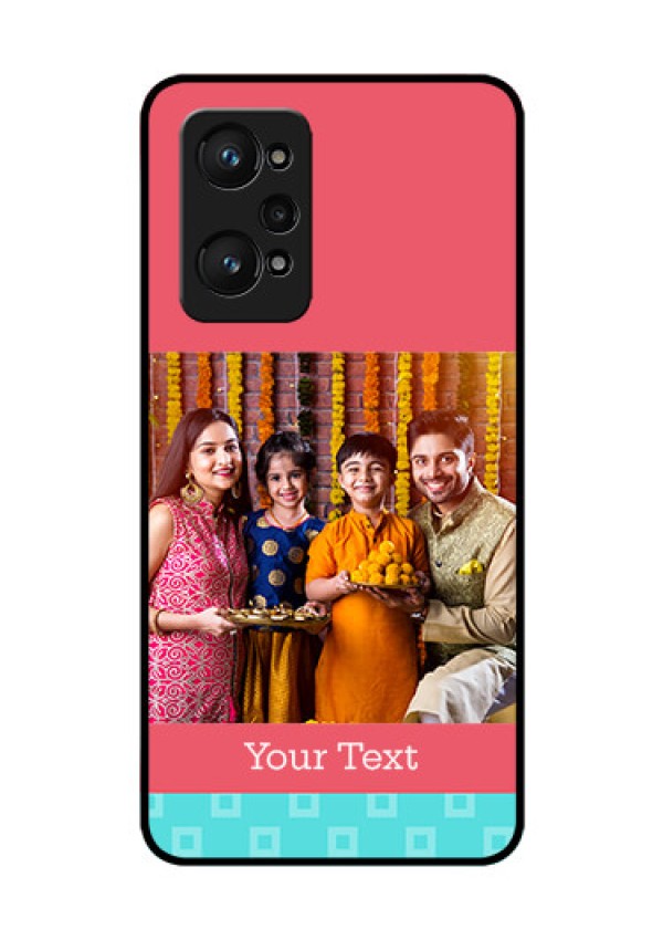 Realme GT Neo 3T Personalized Glass Phone Case - Peach & Blue Color Design