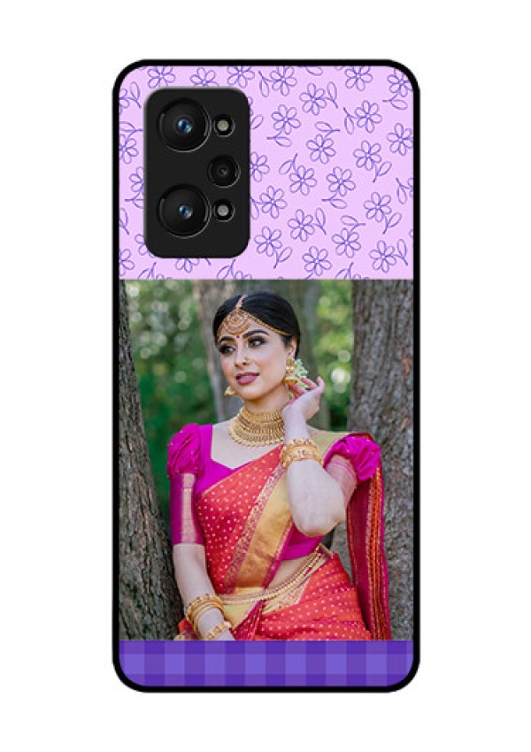 Realme GT Neo 3T Custom Glass Phone Case - Purple Floral Design