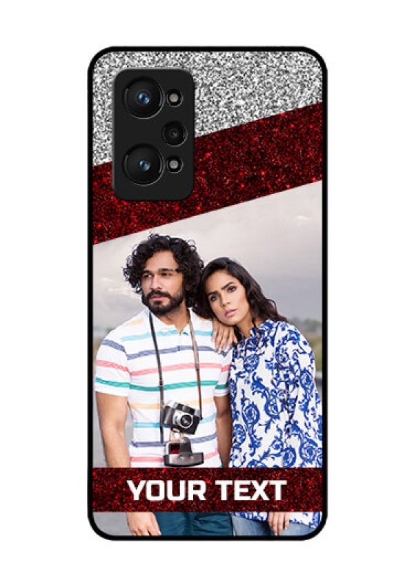 Realme GT Neo 3T Personalized Glass Phone Case - Image Holder with Glitter Strip Design