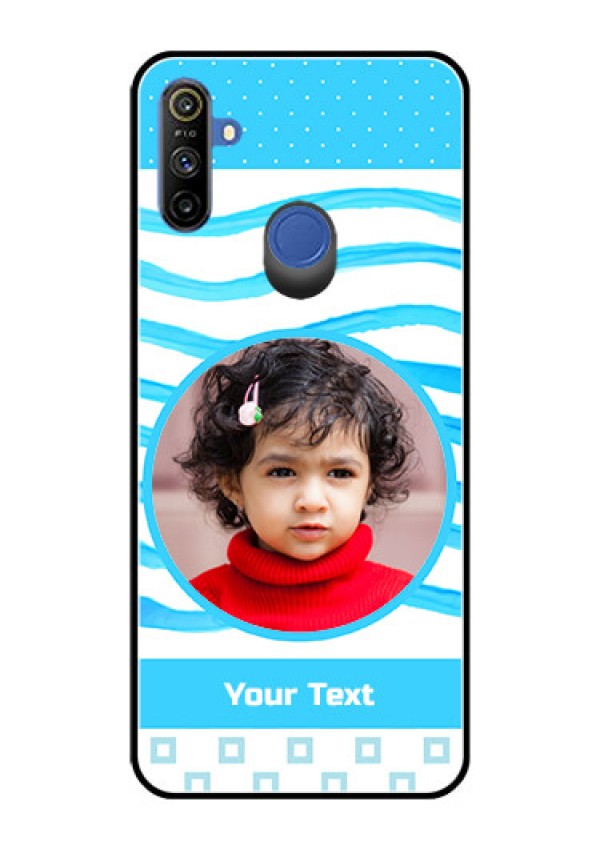 Realme Narzo 10A Custom Glass Phone Case  - Simple Blue Case Design