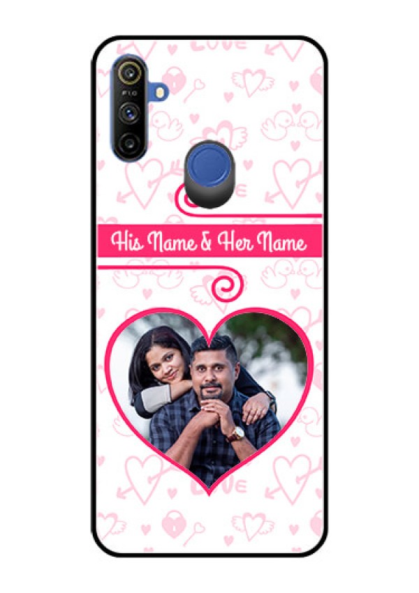 Realme Narzo 10A Personalized Glass Phone Case  - Heart Shape Love Design