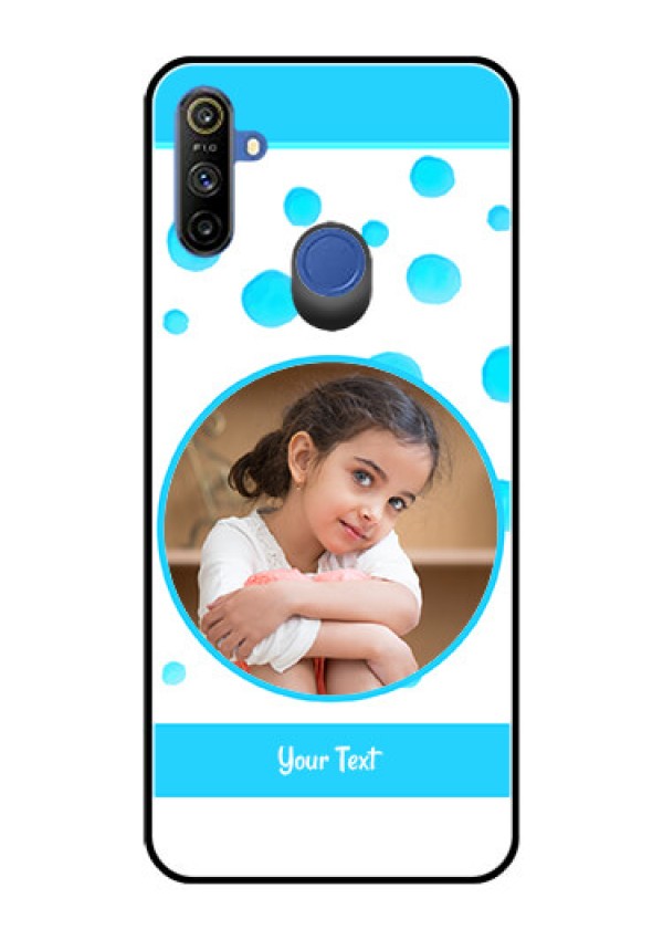 Realme Narzo 10A Photo Printing on Glass Case  - Blue Bubbles Pattern Design