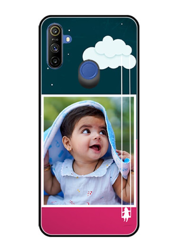 Realme Narzo 10A Custom Glass Phone Case  - Cute Girl with Cloud Design