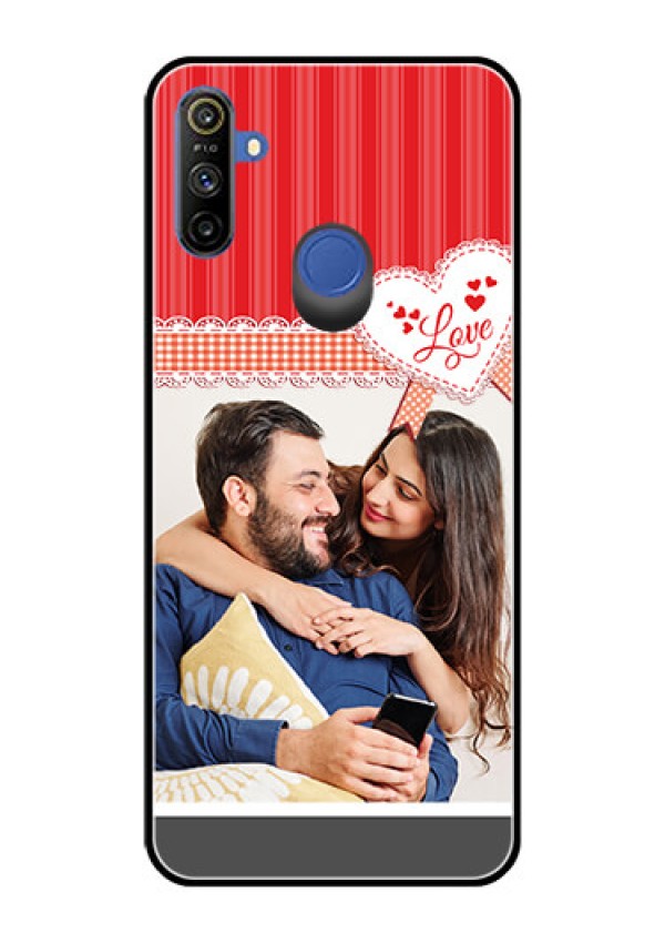 Realme Narzo 10A Custom Glass Mobile Case  - Red Love Pattern Design