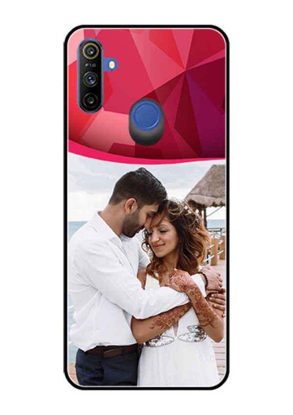Realme Narzo 10A Custom Glass Mobile Case  - Red Abstract Design