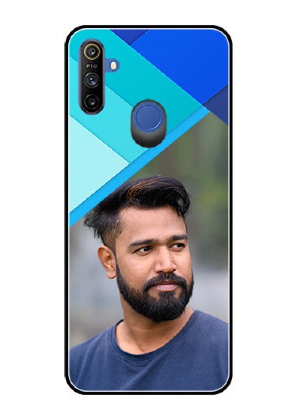 Realme Narzo 10A Custom Glass Phone Case  - Blue Pattern Design