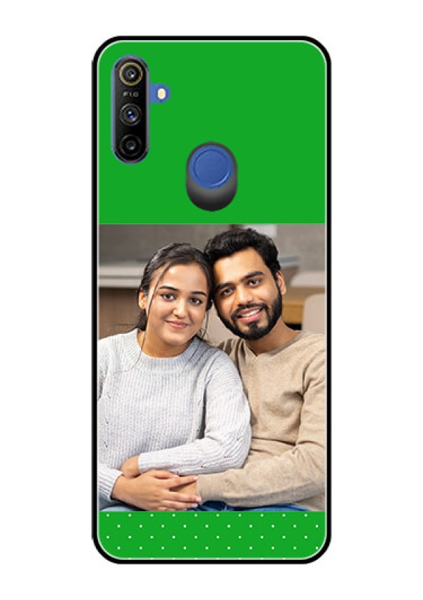 Realme Narzo 10A Personalized Glass Phone Case  - Green Pattern Design