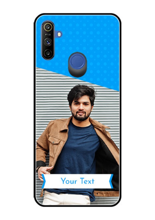Realme Narzo 10A Photo Printing on Glass Case  - Simple Blue Color Design