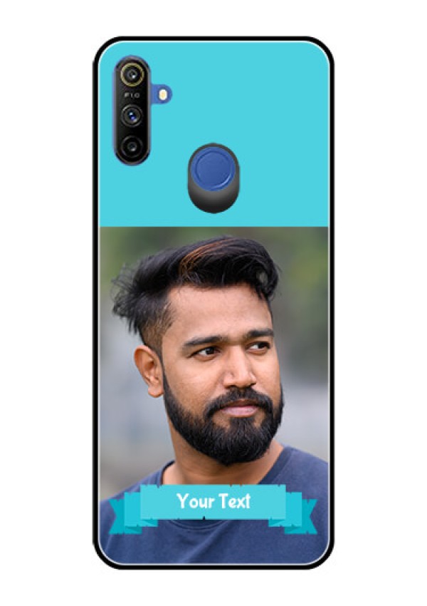 Realme Narzo 10A Personalized Glass Phone Case  - Simple Blue Color Design