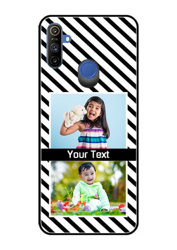 Realme Narzo 10A Photo Printing on Glass Case  - Black And White Stripes Design