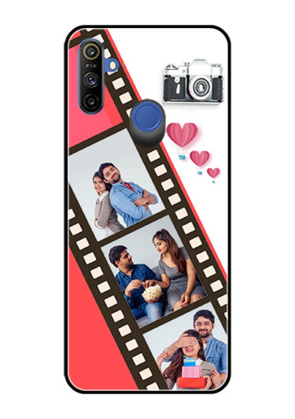 Realme Narzo 10A Personalized Glass Phone Case  - 3 Image Holder with Film Reel