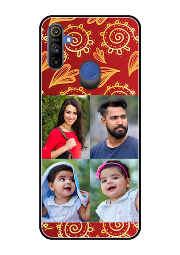 Realme Narzo 10A Photo Printing on Glass Case  - 4 Image Traditional Design