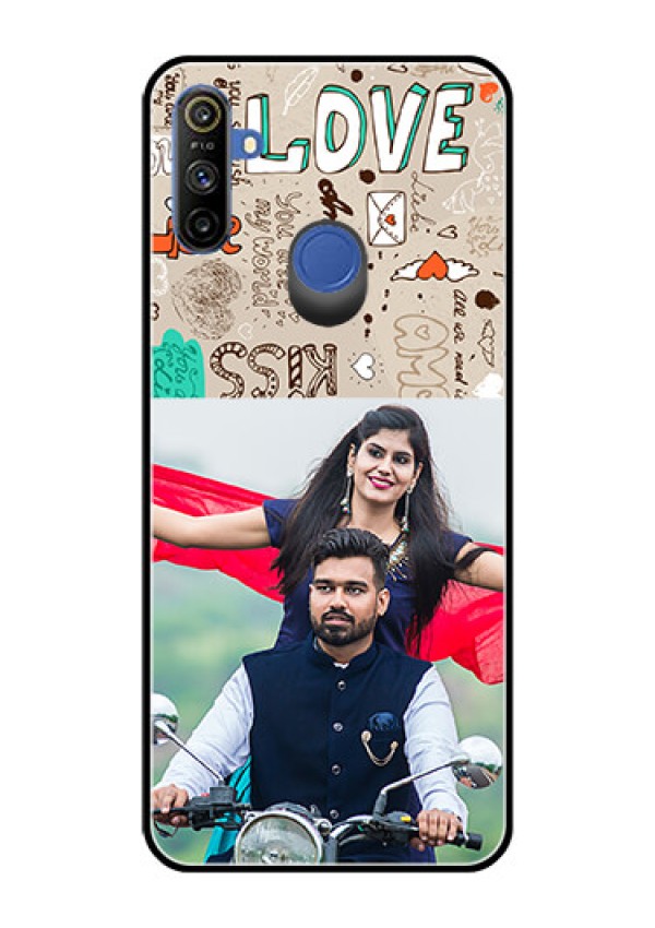 Realme Narzo 10A Custom Glass Phone Case  - Love Doodle Pattern 