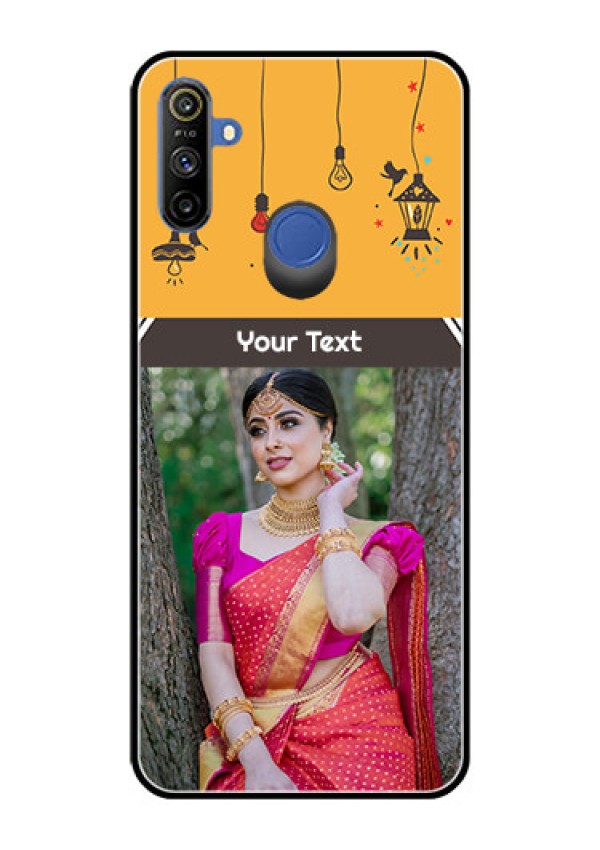 Realme Narzo 10A Custom Glass Mobile Case  - with Family Picture and Icons 