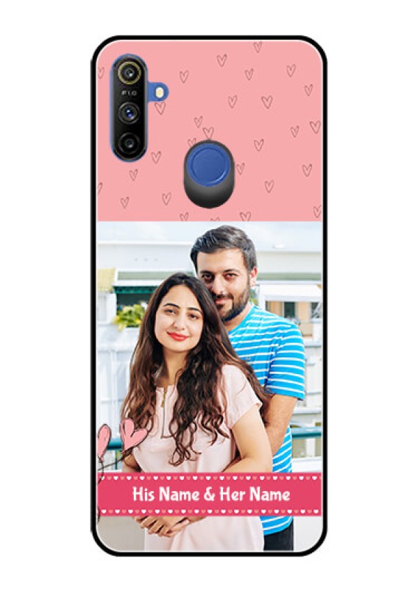 Realme Narzo 10A Personalized Glass Phone Case  - Love Design Peach Color