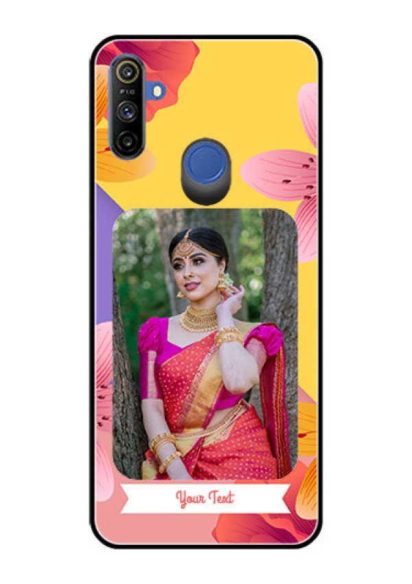 Realme Narzo 10A Custom Glass Mobile Case  - 3 Image With Vintage Floral Design