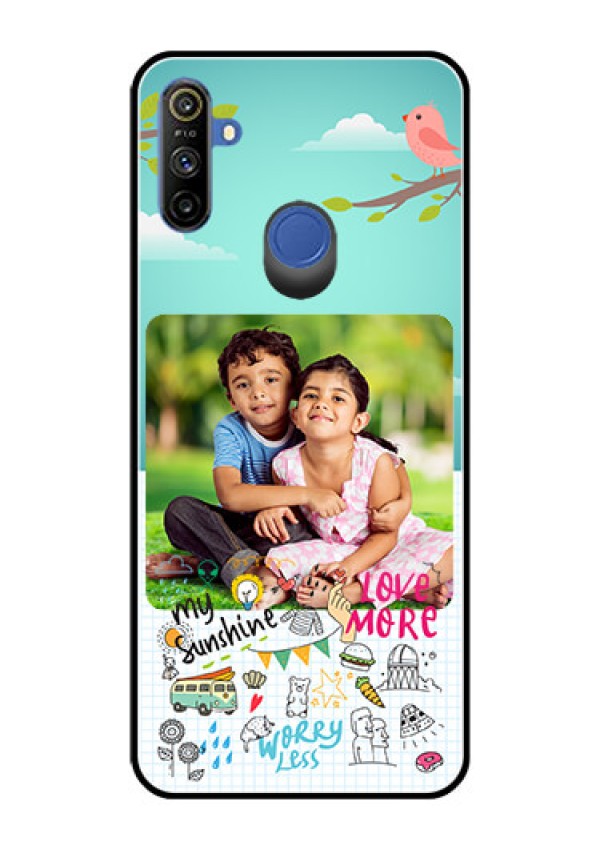 Realme Narzo 10A Photo Printing on Glass Case  - Doodle love Design