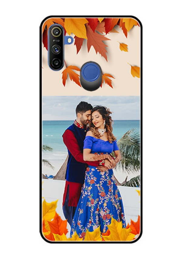 Realme Narzo 10A Photo Printing on Glass Case  - Autumn Maple Leaves Design