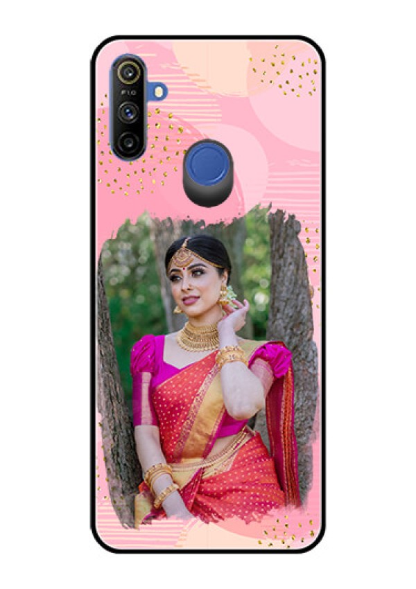 Realme Narzo 10A Personalized Glass Phone Case  - Gold Glitter Splash Design