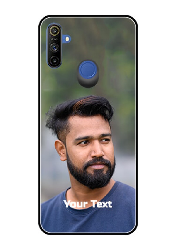 Realme Narzo 10A Glass Mobile Cover: Photo with Text