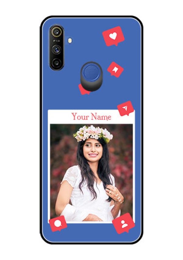 Narzo 10A Custom Glass Phone Case - Like Share And Comment Design