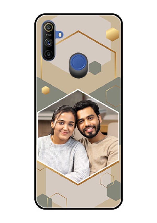 Narzo 10A Photo Printing on Glass Case - Stylish Hexagon Pattern Design