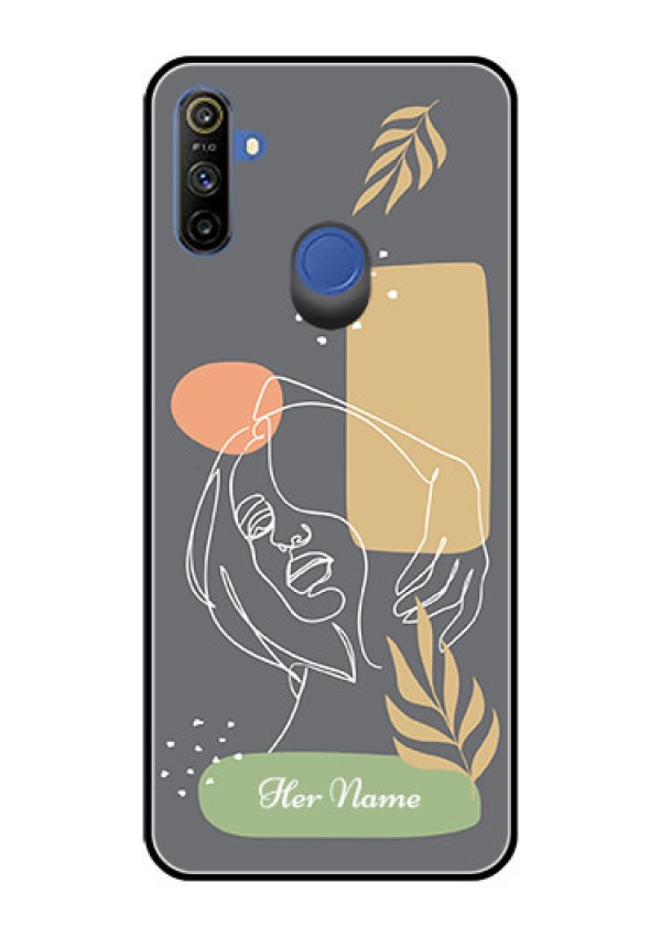 Narzo 10A Custom Glass Phone Case - Gazing Woman line art Design