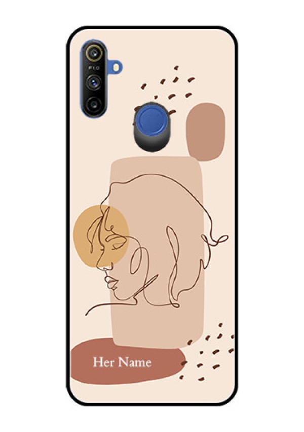 Narzo 10A Photo Printing on Glass Case - Calm Woman line art Design