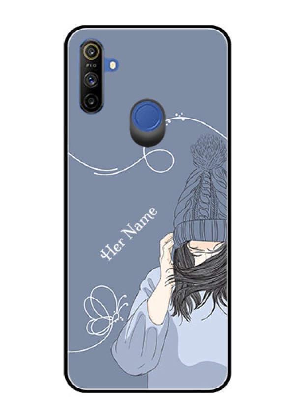 Narzo 10A Custom Glass Mobile Case - Girl in winter outfit Design