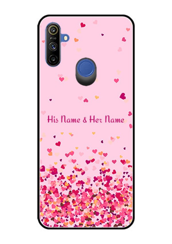 Narzo 10A Photo Printing on Glass Case - Floating Hearts Design
