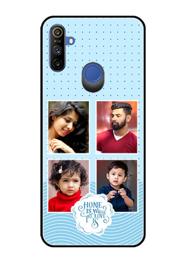 Narzo 10A Custom Glass Phone Case - Cute love quote with 4 pic upload Design