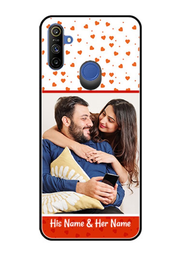 Narzo 20A Custom Glass Phone Case  - Orange Love Symbol Design