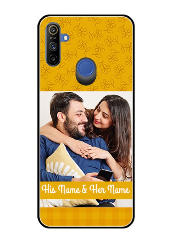 Narzo 20A Custom Glass Mobile Case  - Yellow Floral Design