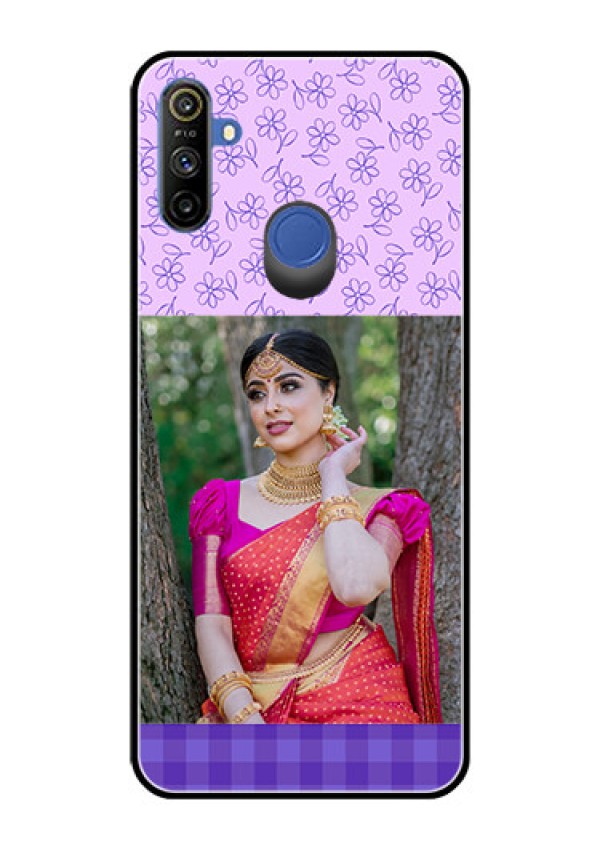 Narzo 20A Custom Glass Phone Case  - Purple Floral Design