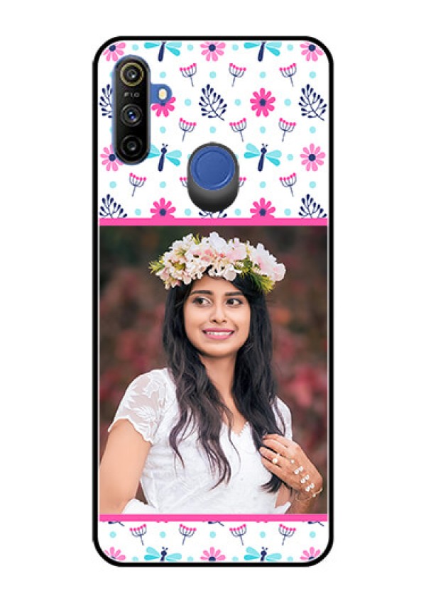 Narzo 20A Photo Printing on Glass Case  - Colorful Flower Design