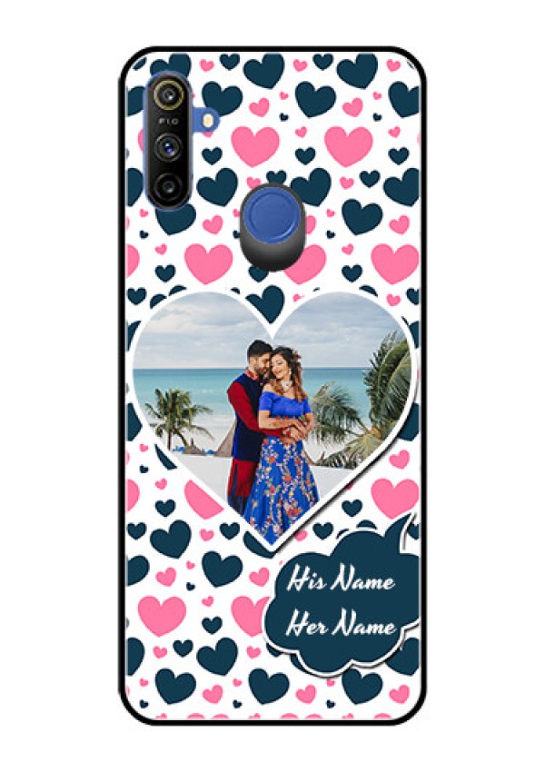 Narzo 20A Custom Glass Phone Case  - Pink & Blue Heart Design