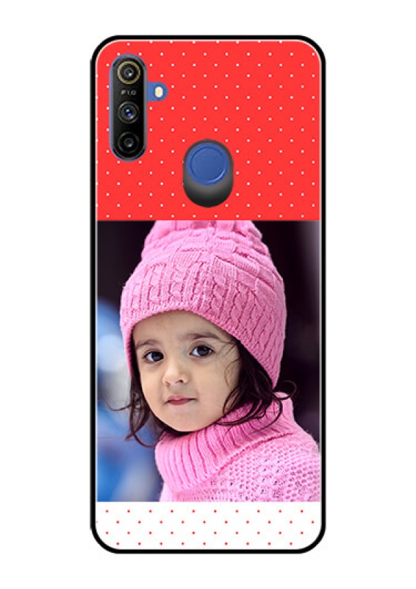 Narzo 20A Photo Printing on Glass Case  - Red Pattern Design