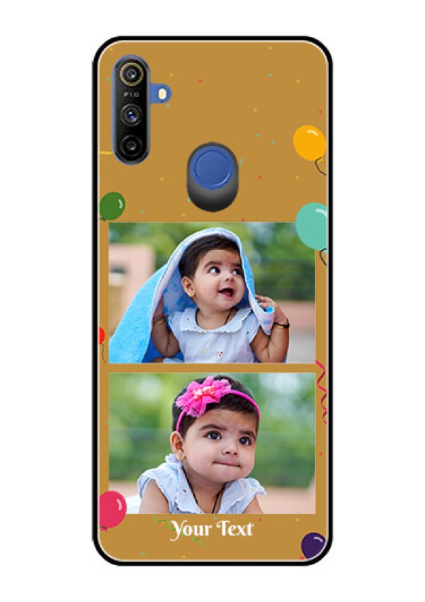 Narzo 20A Personalized Glass Phone Case  - Image Holder with Birthday Celebrations Design