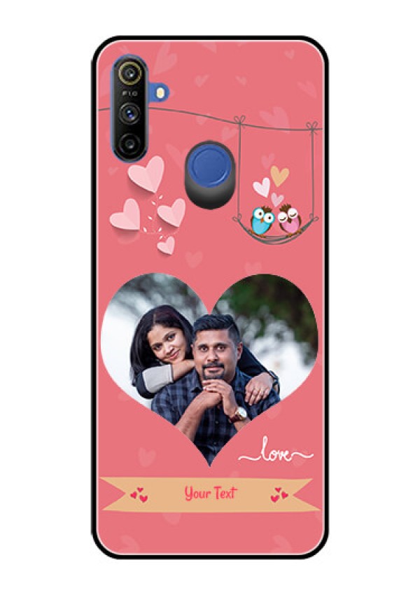 Narzo 20A Personalized Glass Phone Case  - Peach Color Love Design 