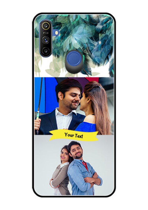 Narzo 20A Personalized Glass Phone Case  - Image with Boho Peacock Feather Design