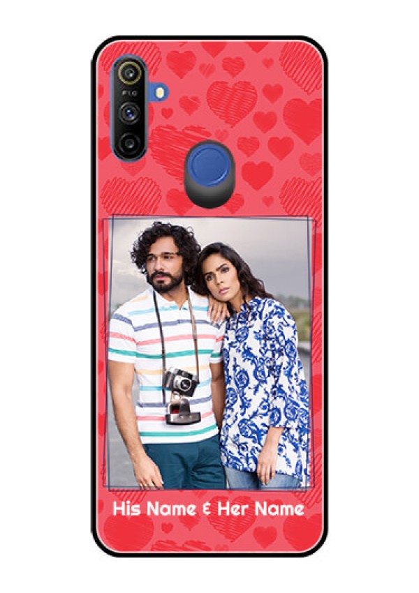 Narzo 20A Photo Printing on Glass Case  - with Red Heart Symbols Design