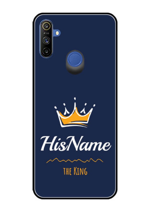 Narzo 20A Glass Phone Case King with Name