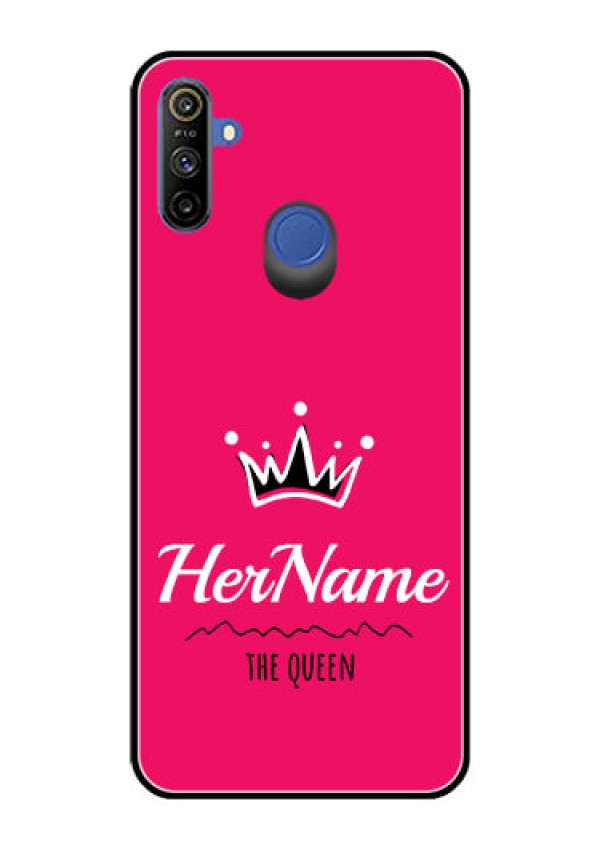 Narzo 20A Glass Phone Case Queen with Name