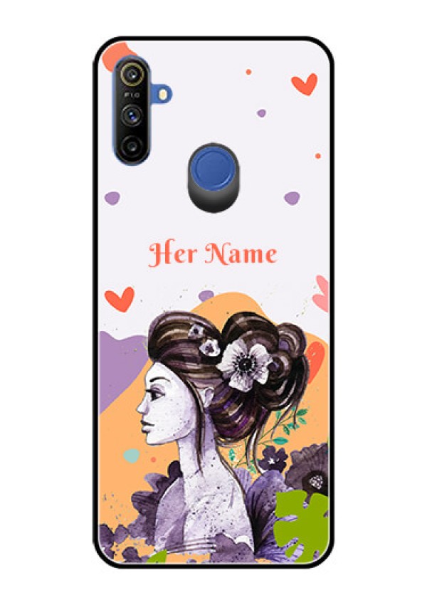 Narzo 20A Personalized Glass Phone Case - Woman And Nature Design