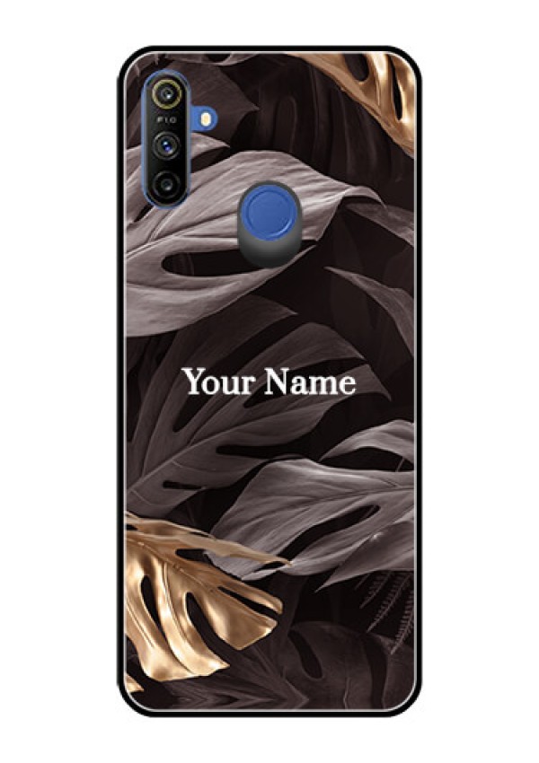 Narzo 20A Personalised Glass Phone Case - Wild Leaves digital paint Design
