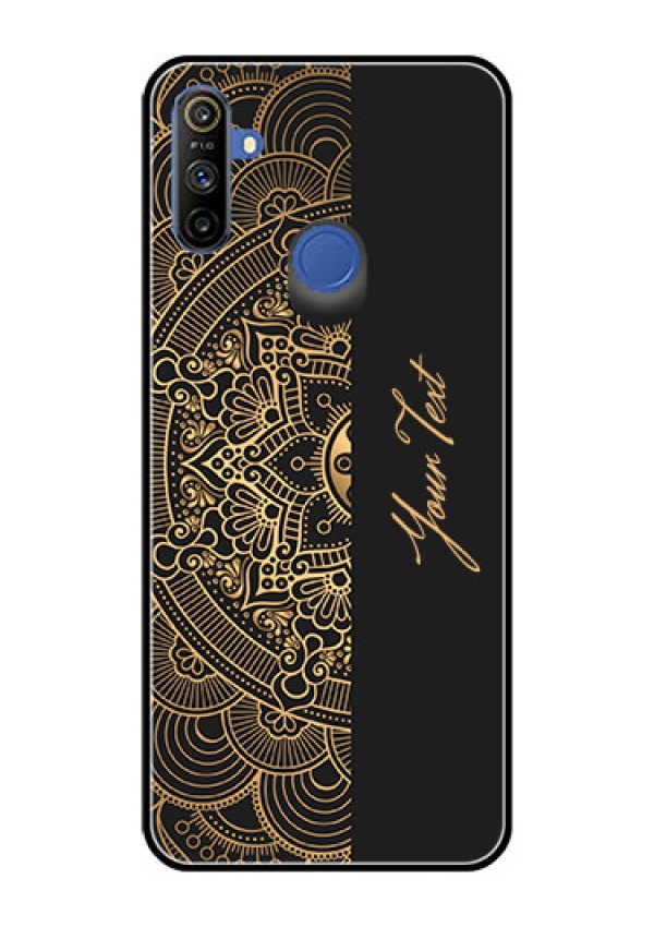 Narzo 20A Photo Printing on Glass Case - Mandala art with custom text Design