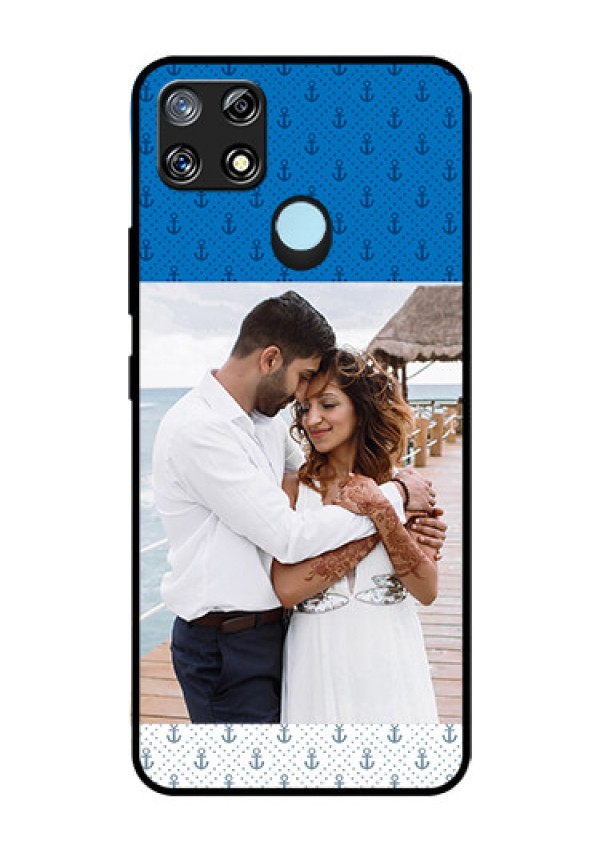 Narzo 30A Photo Printing on Glass Case  - Blue Anchors Design