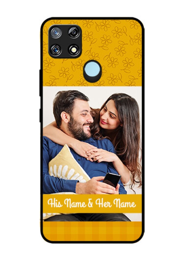 Narzo 30A Custom Glass Mobile Case  - Yellow Floral Design