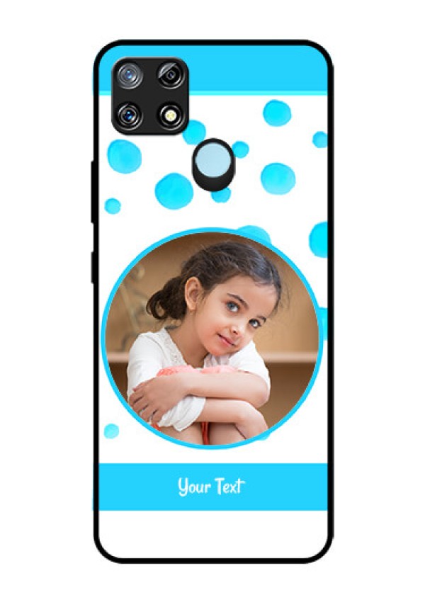 Narzo 30A Photo Printing on Glass Case  - Blue Bubbles Pattern Design