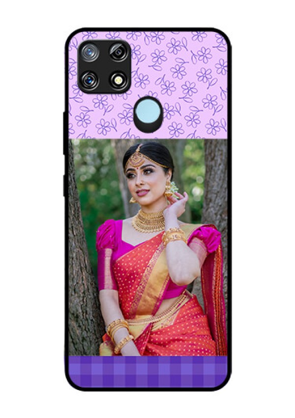 Narzo 30A Custom Glass Phone Case  - Purple Floral Design